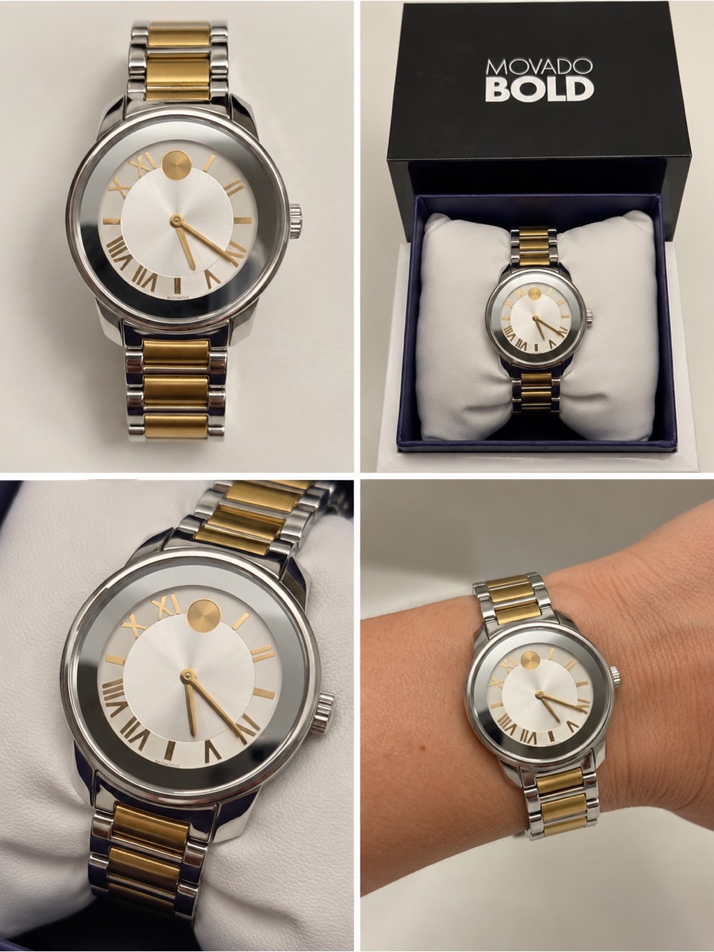 Movado Two-Tone Silver and Gold Bracelet Watch Women’s Watch